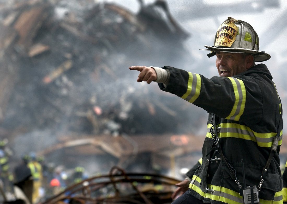 Fire officer directing a team on scene