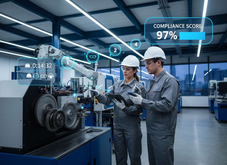 EON Assist IQ AI knowledge assistant avatars in a modern facility