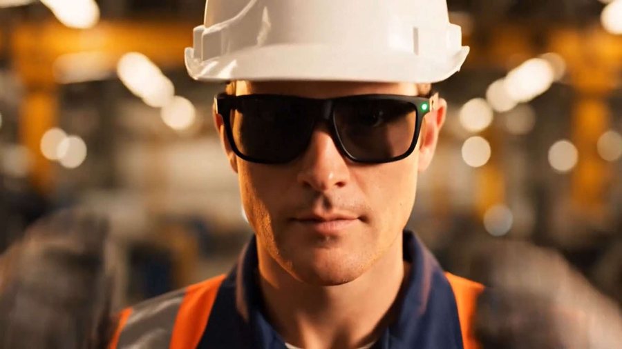Worker wearing smart glasses for EON Field IQ augmented reality guidance