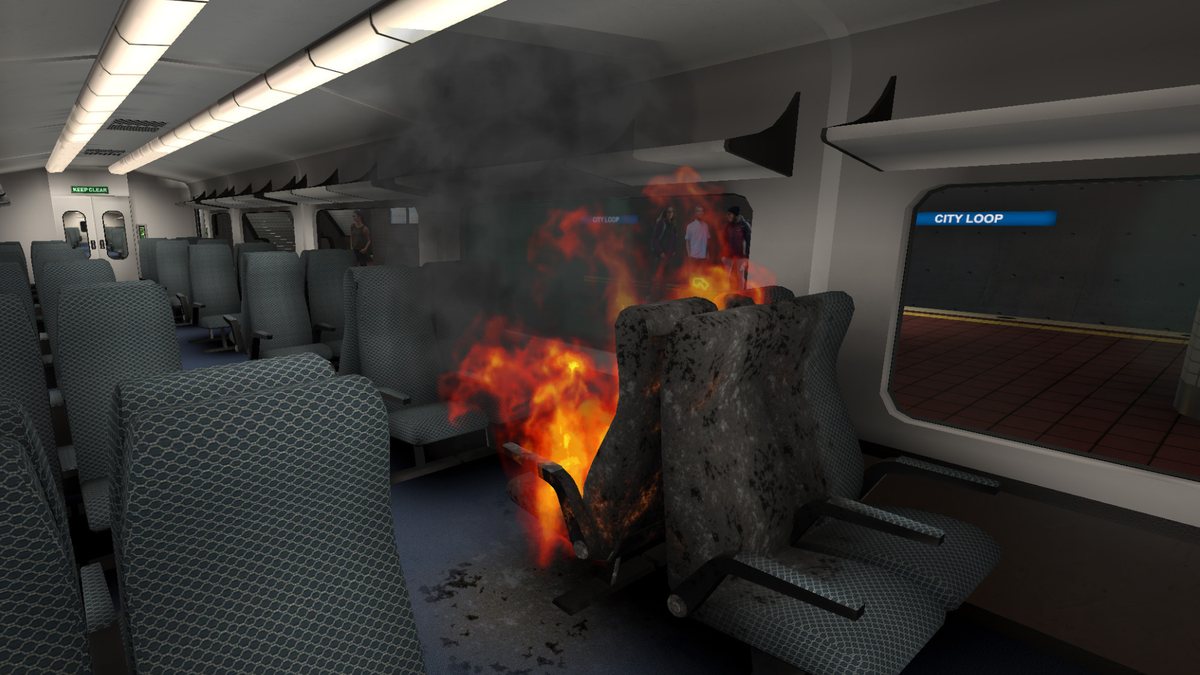 FLAIM firefighter training simulating a rail carriage fire